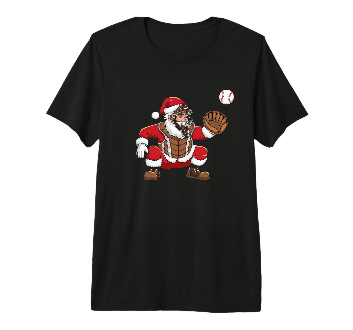 Santa Catcher Baseball Player Sports T-Shirt - Unique Graphic for Adults - T-Shirt, Sweatshirt, Hoodie