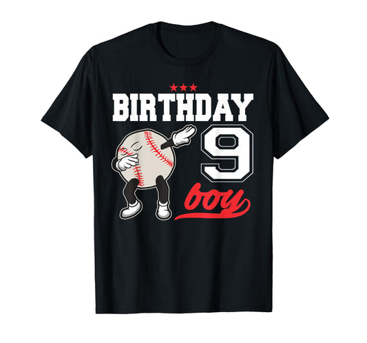 9 Year Old Birthday Dabbing Baseball 9Th T-Shirt - Graphic Print Men Women - T-Shirt, Sweatshirt, Hoodie