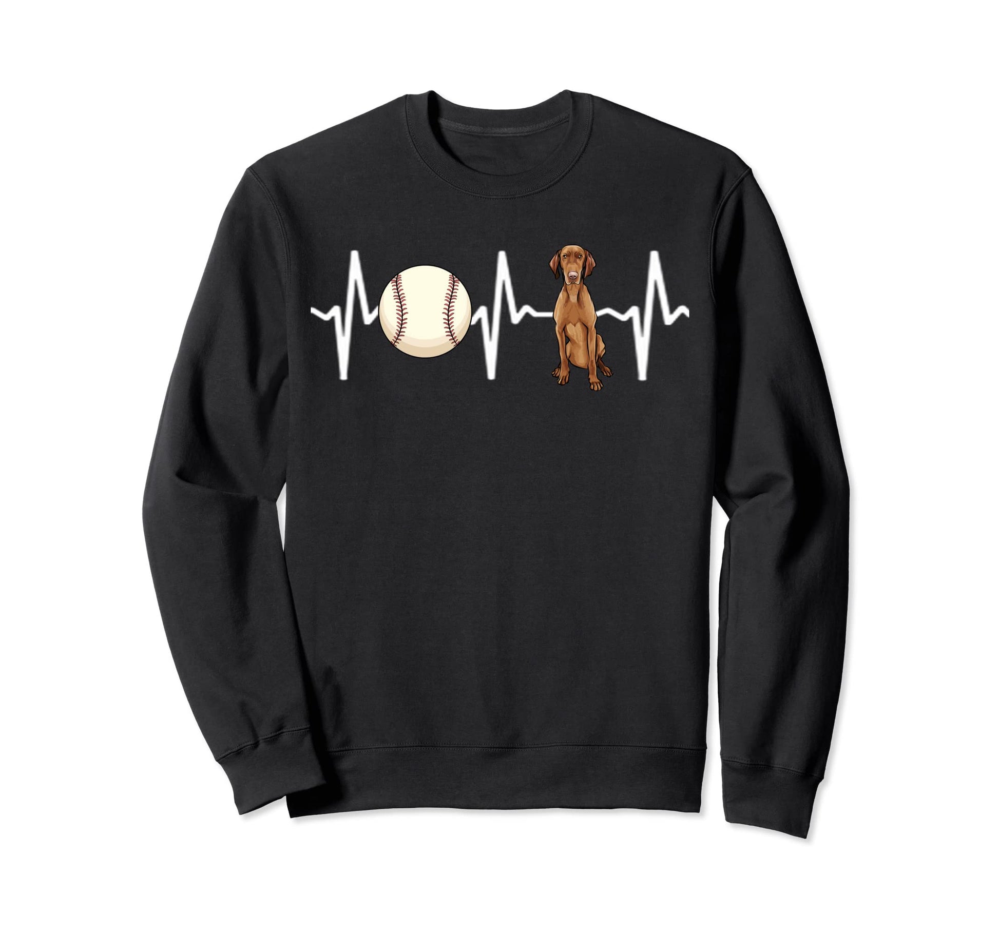 Baseball Vizsla Heartbeat Dog Lover Sweatshirt - Graphic Print Unisex - T-Shirt, Sweatshirt, Hoodie