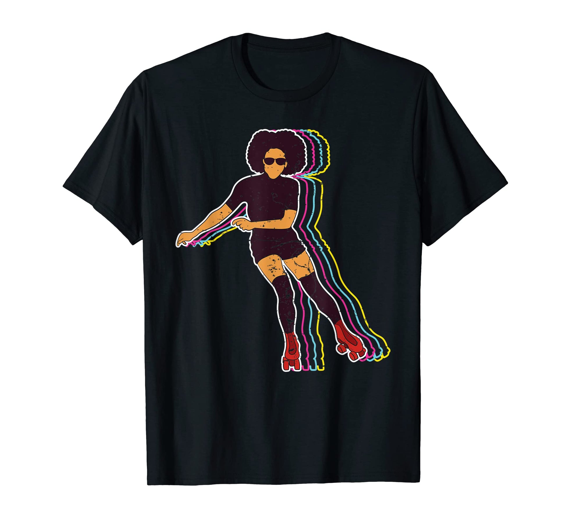 Womens Roller Skating Afro 70S 80S T-Shirt - Casual Everyday Wear Unisex - T-Shirt, Sweatshirt, Hoodie