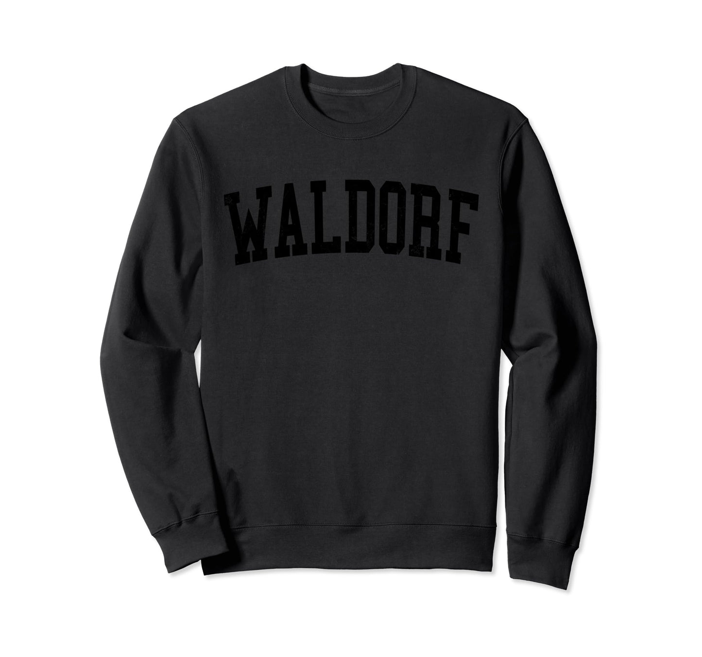Waldorf Md Distressed Black Sweatshirt - Aesthetic Graphic for Adults - T-Shirt, Sweatshirt, Hoodie
