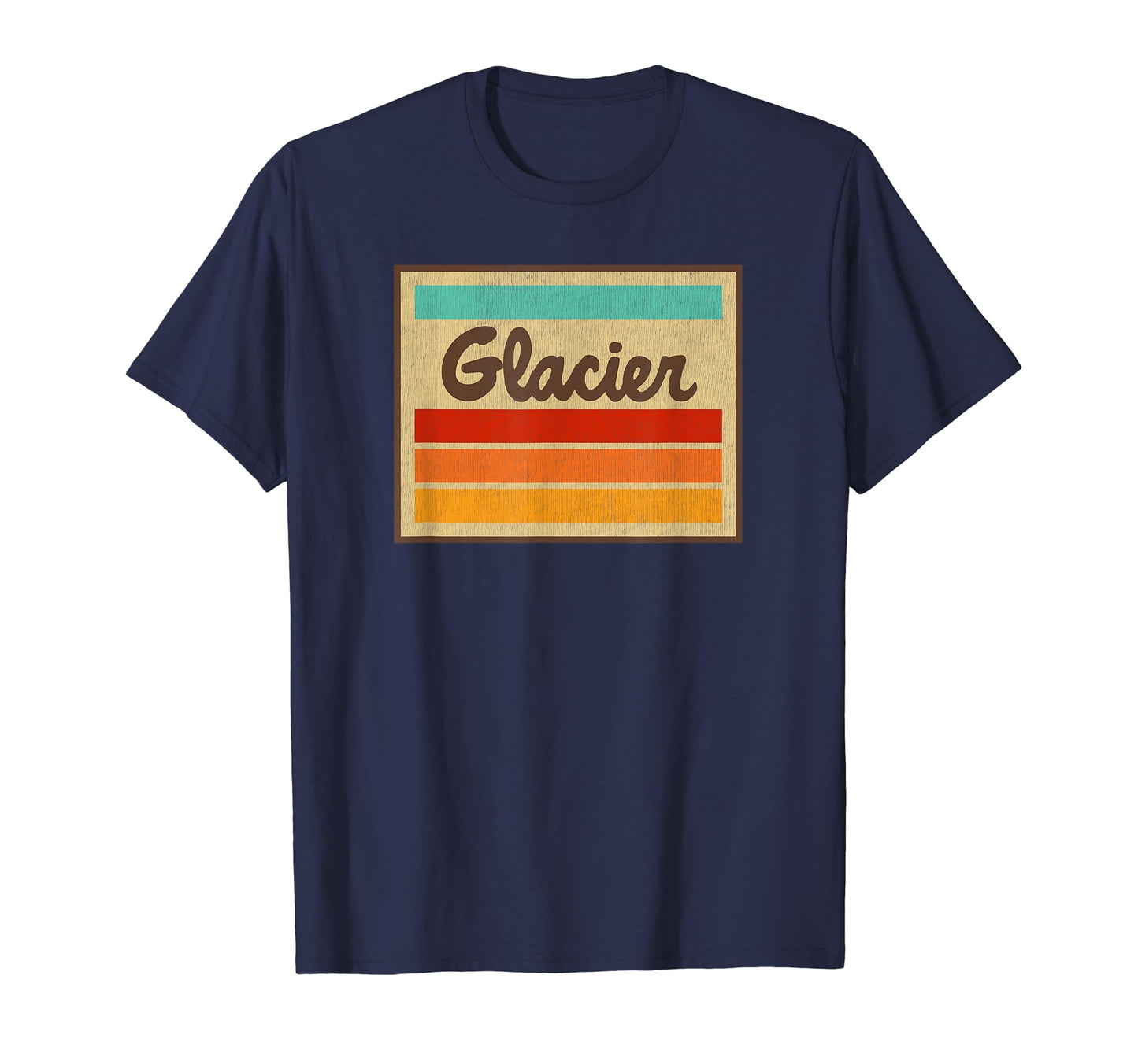 Glacier National Park 70S Stripes Badge T-Shirt - Unique Graphic Men Women - T-Shirt, Sweatshirt, Hoodie