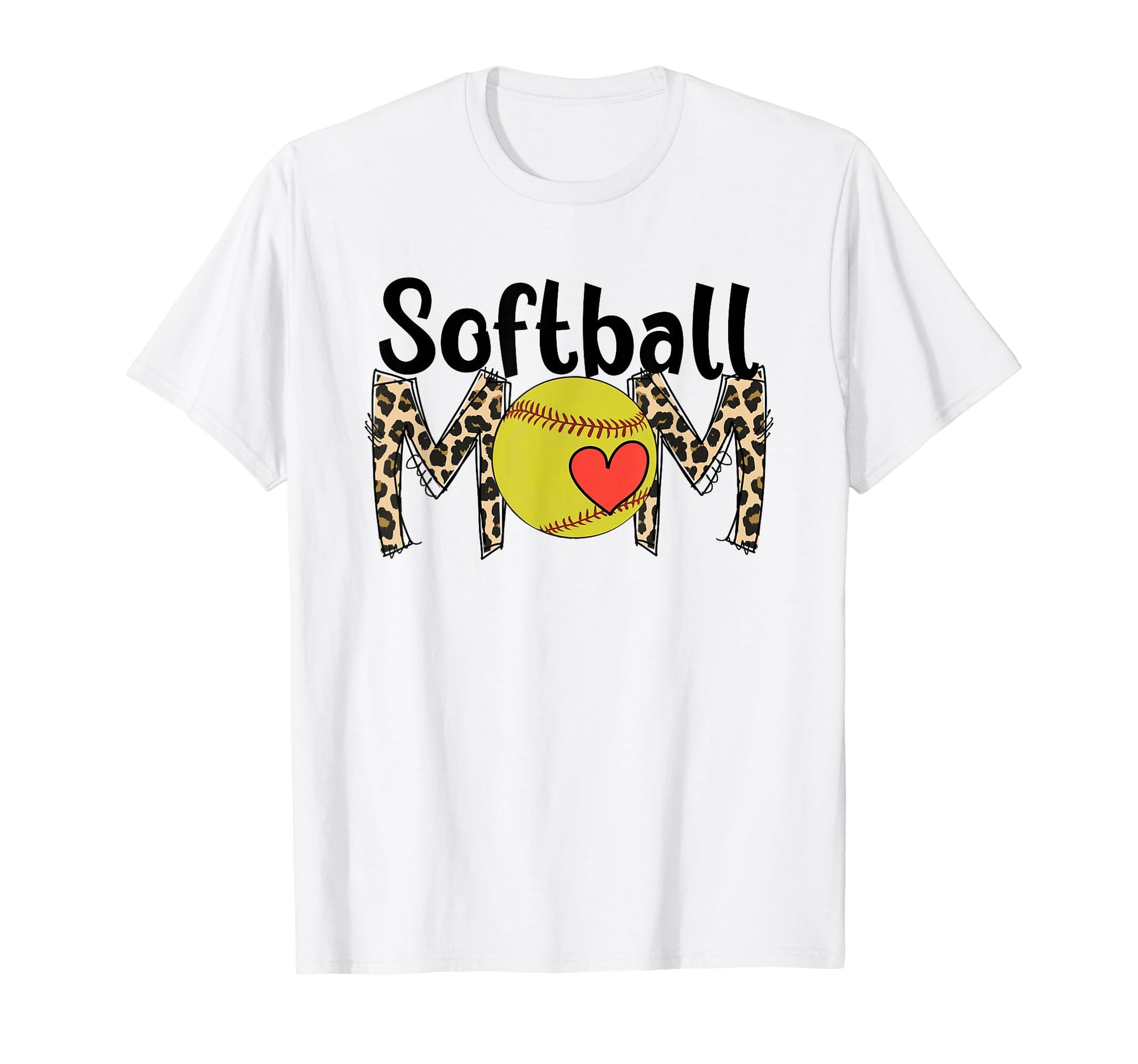 Softball Mom Leopard Funny Softball Mom T-Shirt - Custom Art Print Unisex - T-Shirt, Sweatshirt, Hoodie
