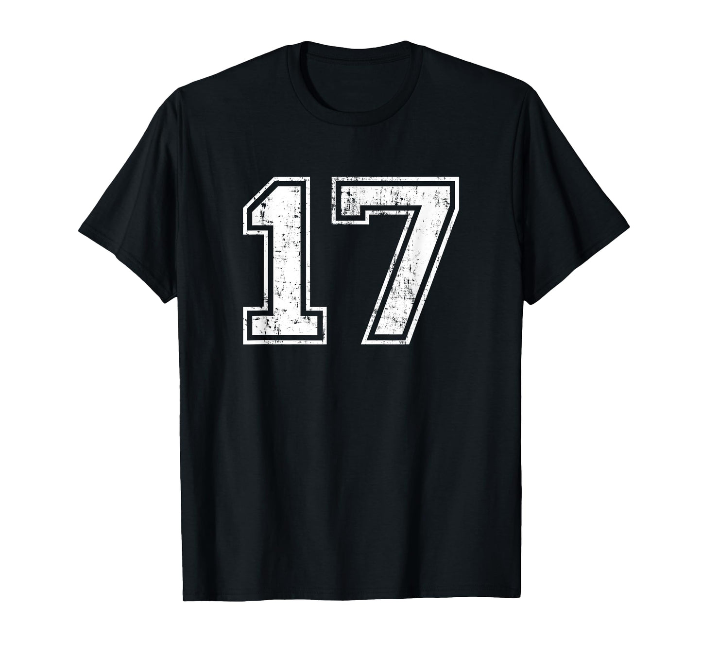 Number 17 Distressed Seventeen T-Shirt - Aesthetic Graphic for Adults - T-Shirt, Sweatshirt, Hoodie