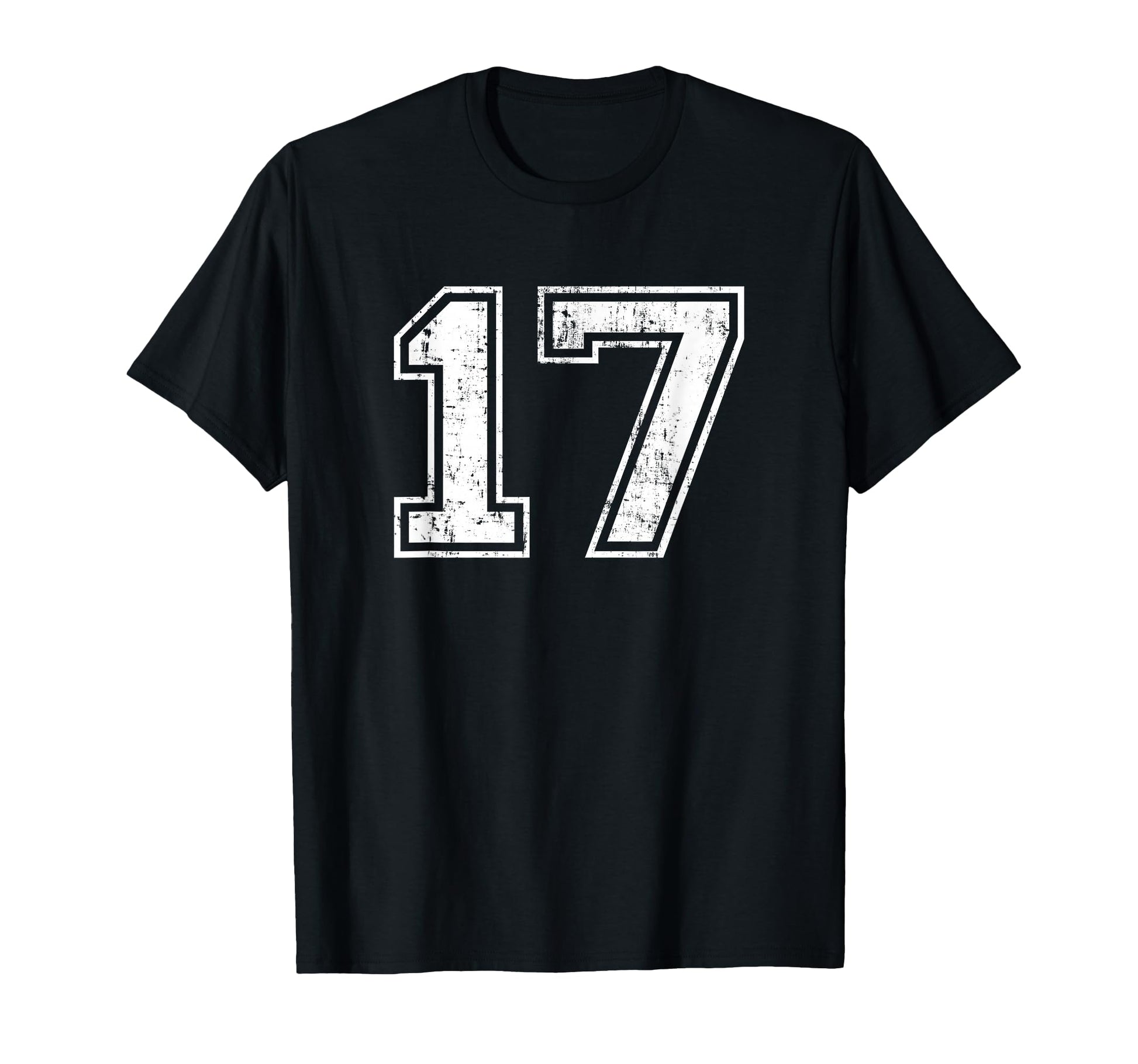 Number 17 Distressed Seventeen T-Shirt - Aesthetic Graphic for Adults - T-Shirt, Sweatshirt, Hoodie
