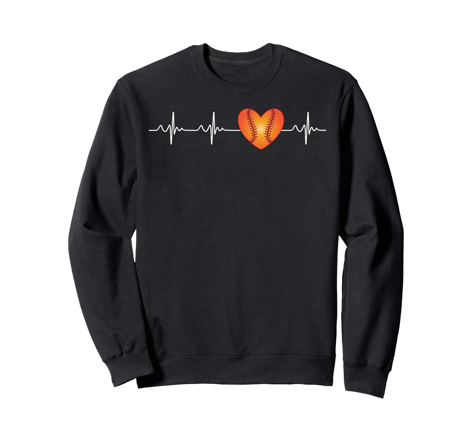 Baseball Heartbeat Line Player Fan Sweatshirt - Minimalist Print Men Women - T-Shirt, Sweatshirt, Hoodie