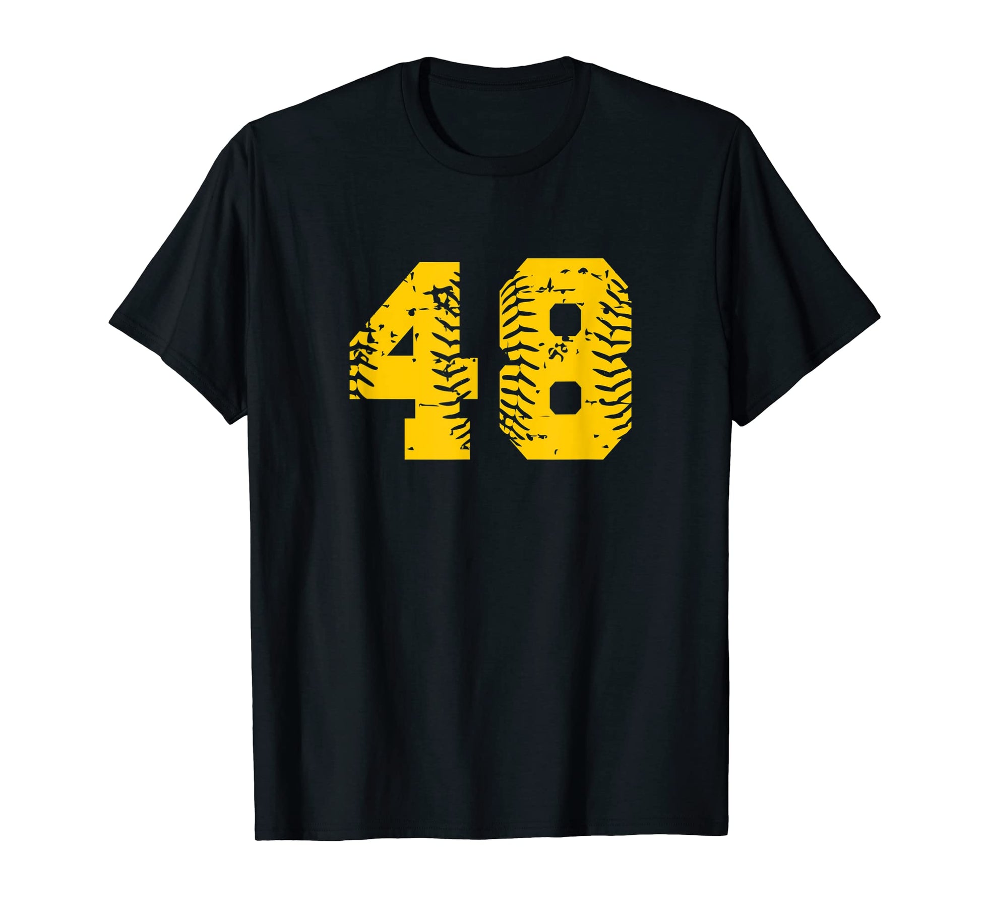 Baseball Softball Number 48 Yellow T-Shirt - Custom Art Print for Adults - T-Shirt, Sweatshirt, Hoodie