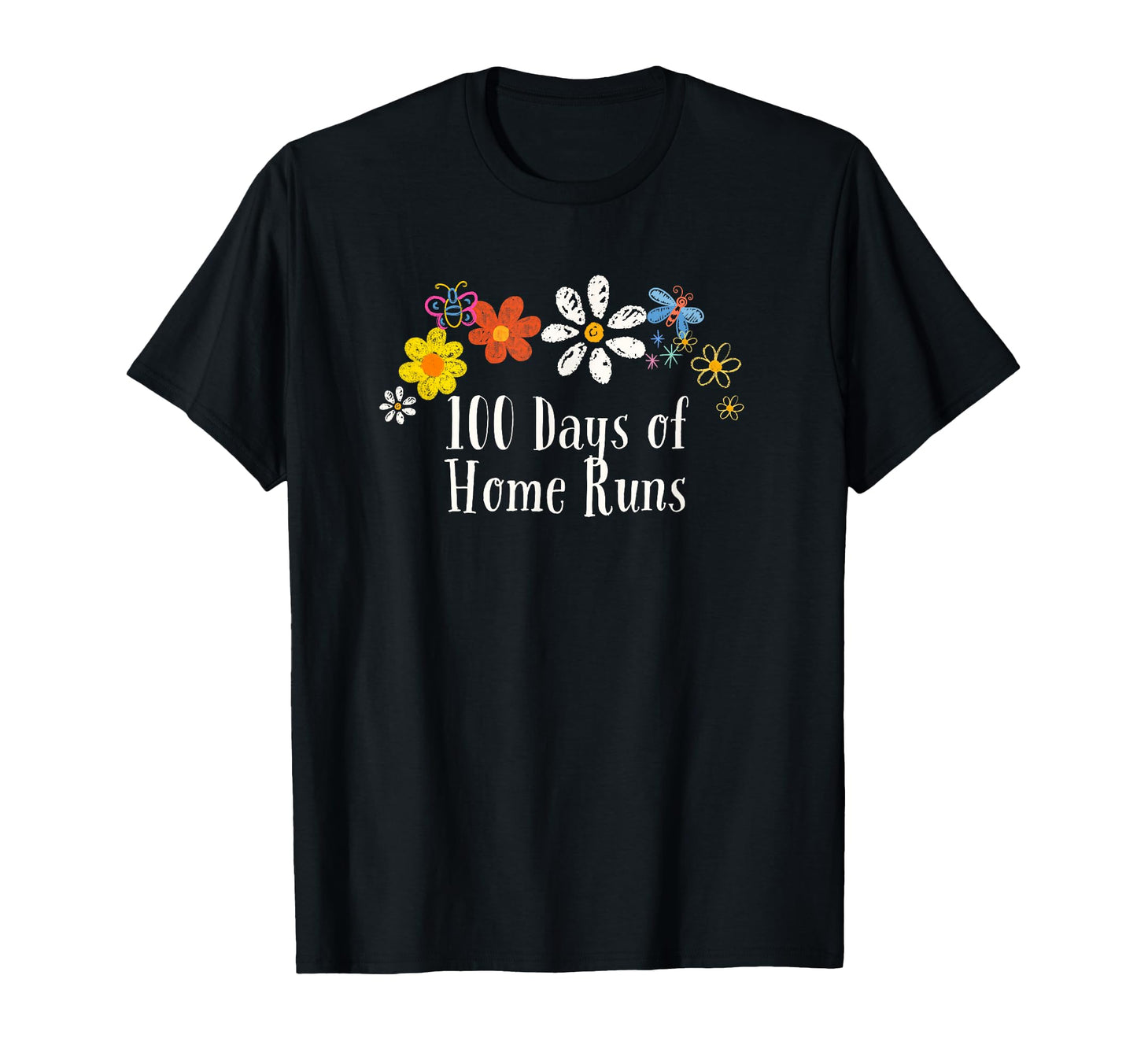 Floral Artwork Art 100 Days Home Runs T-Shirt - Trendy Graphic Men Women - T-Shirt, Sweatshirt, Hoodie