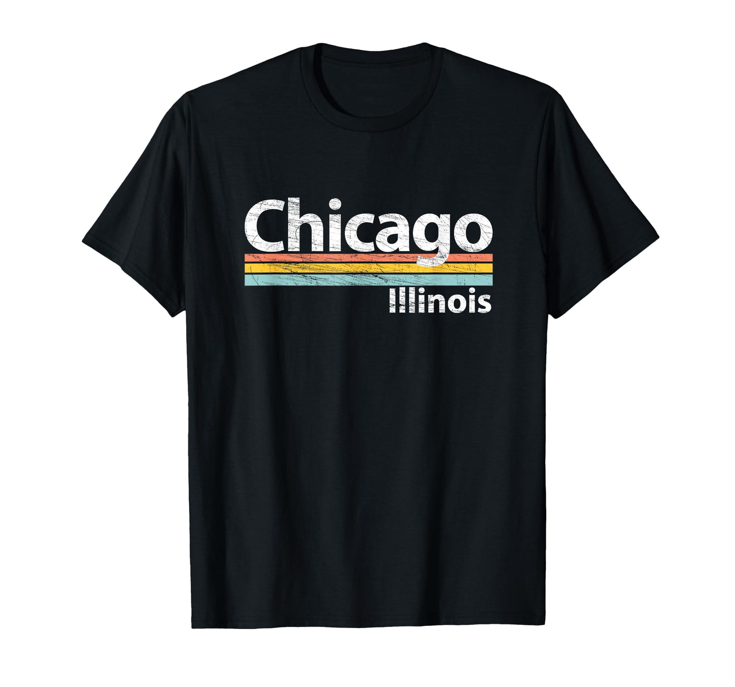 Chicago Illinois Worn Stripes T-Shirt - Custom Art Print for Adults - T-Shirt, Sweatshirt, Hoodie
