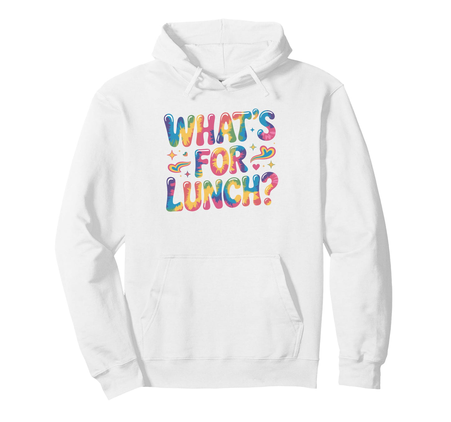 Whats Lunch Groovy Flower Typography Hoodie - Streetwear Style for Adults - T-Shirt, Sweatshirt, Hoodie