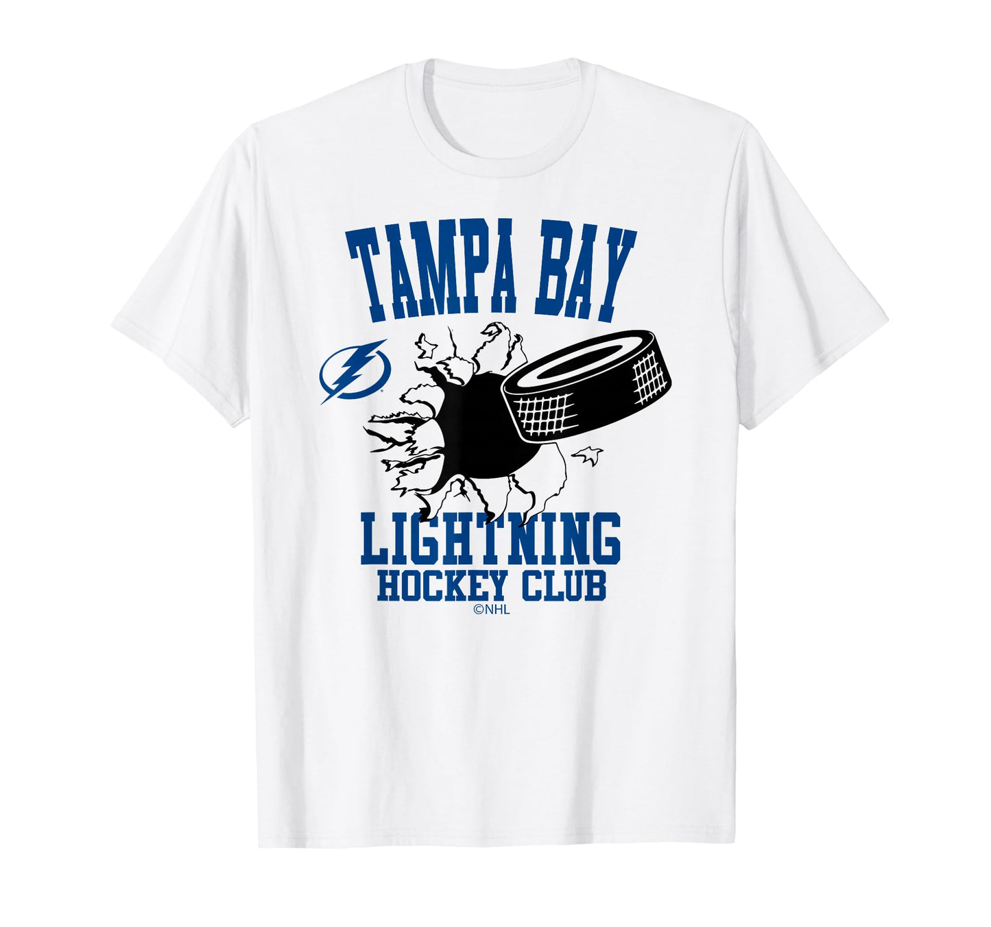 Tampa Bay Lightning Puck Burst White T-Shirt - Aesthetic Graphic Unisex - T-Shirt, Sweatshirt, Hoodie