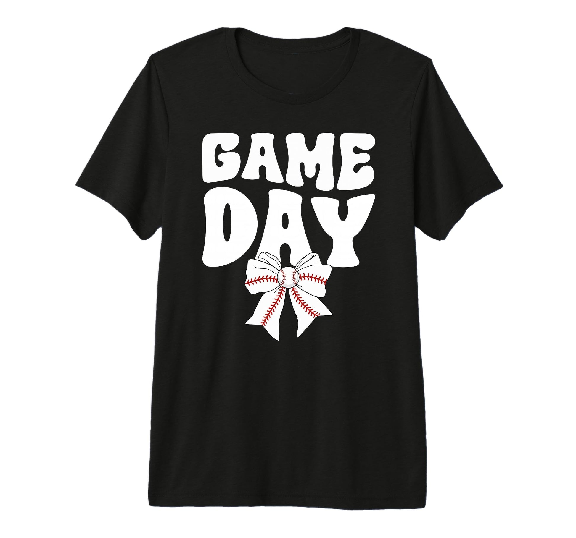 Groovy Baseball Game Day Bow Game Day T-Shirt - Minimalist Print Men Women - T-Shirt, Sweatshirt, Hoodie
