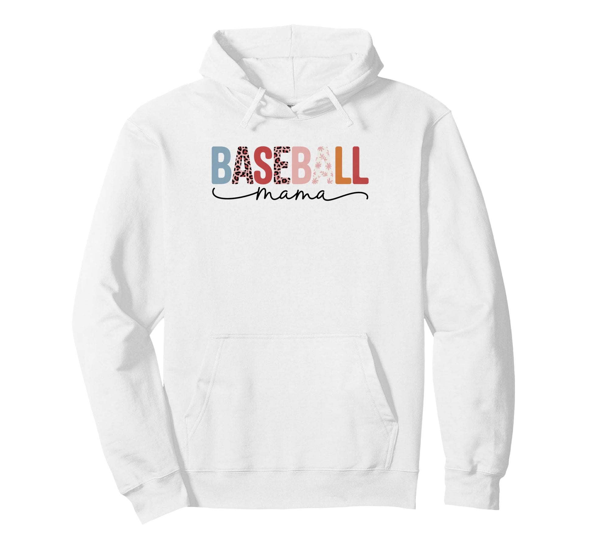 Baseball Mama Leopard Floral Ball Game Mom Hoodie - Graphic Print Unisex - T-Shirt, Sweatshirt, Hoodie