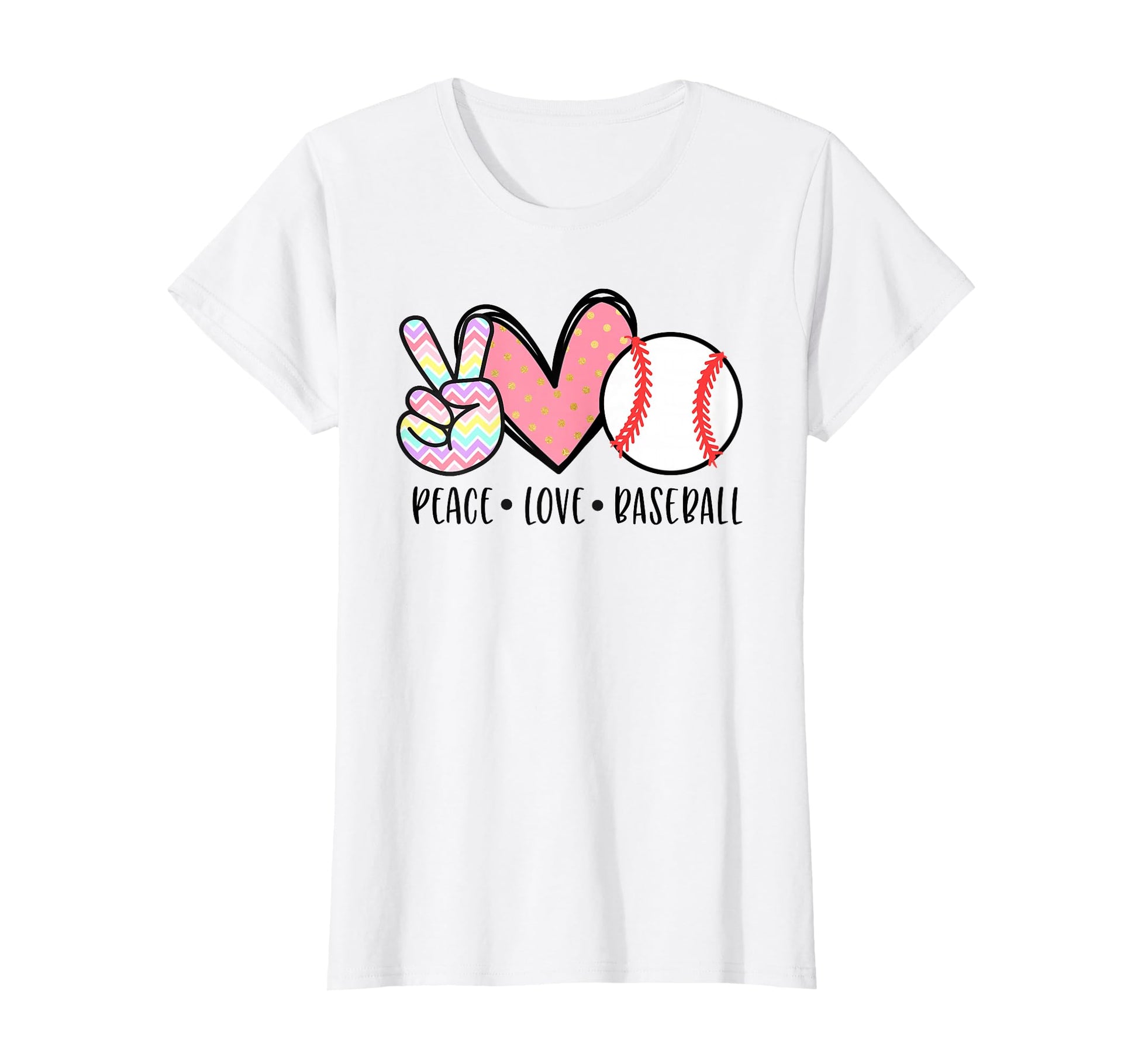Peace Love Baseball Funny Teens Mom T-Shirt - Custom Art Print Men Women - T-Shirt, Sweatshirt, Hoodie