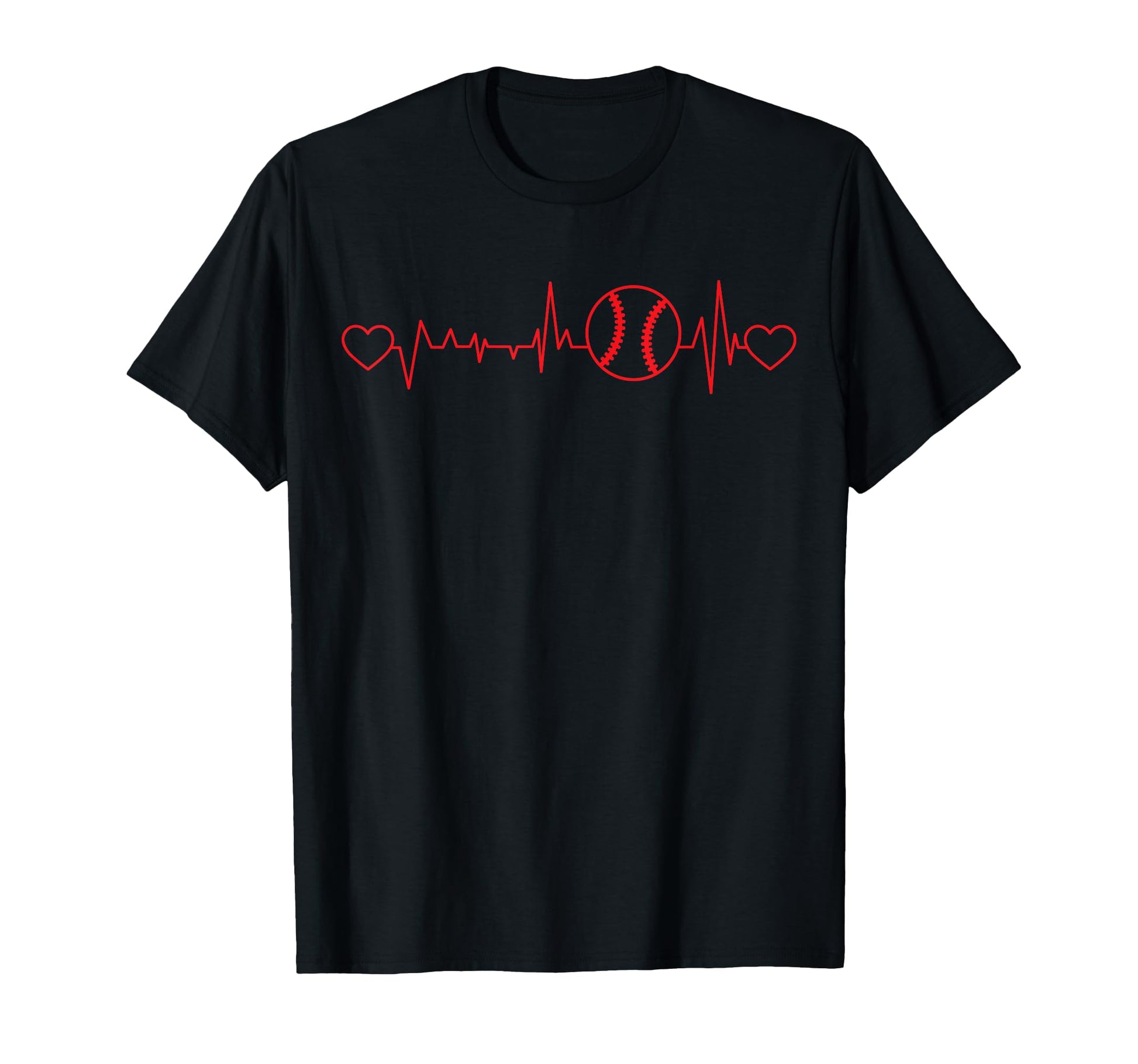 Baseball Heartbeat Funny Ekg Heart Rate T-Shirt - Trendy Graphic Unisex - T-Shirt, Sweatshirt, Hoodie