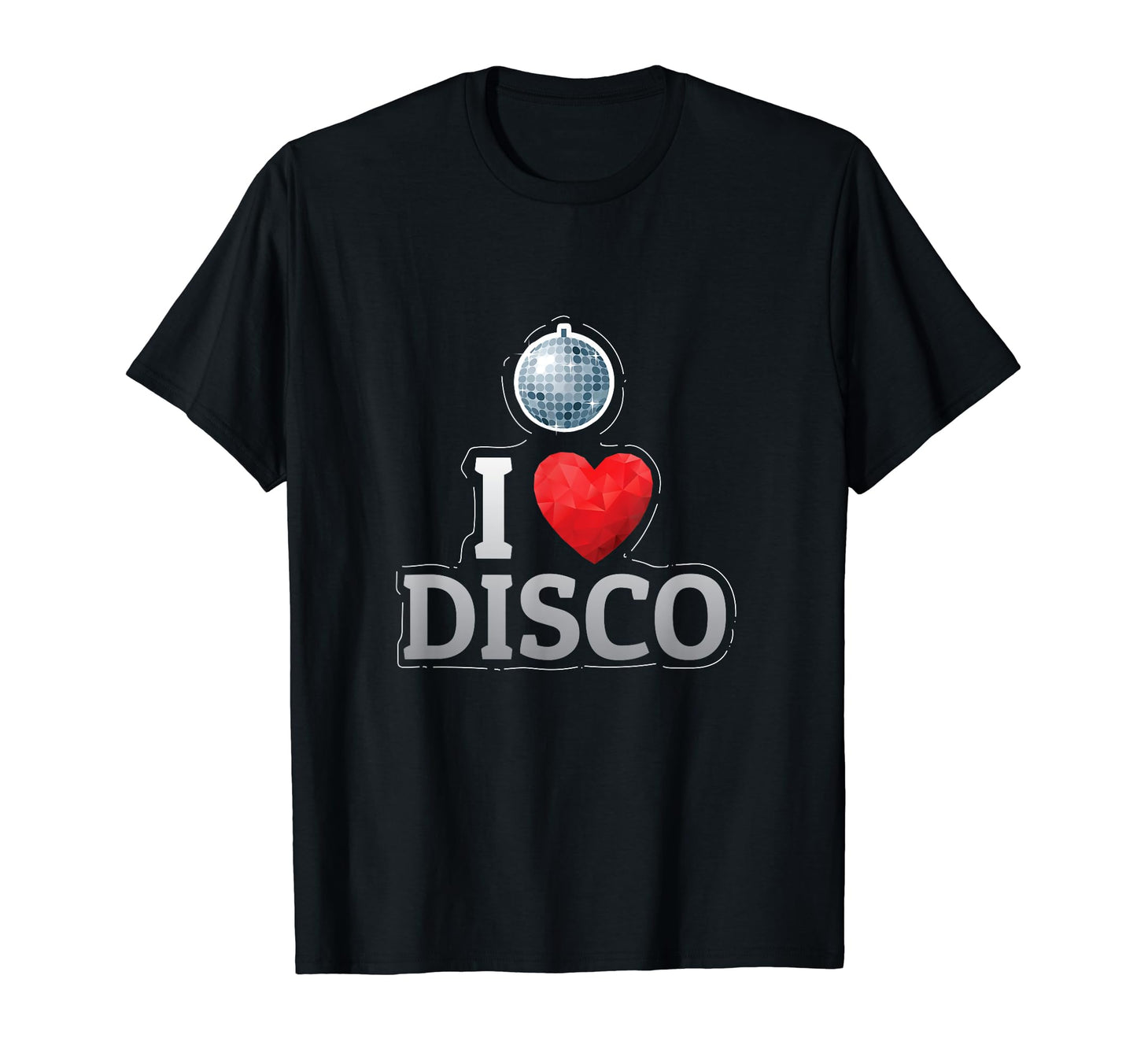 I Love Disco Silver Mirror Ball T-Shirt - Casual Everyday Wear for Adults - T-Shirt, Sweatshirt, Hoodie
