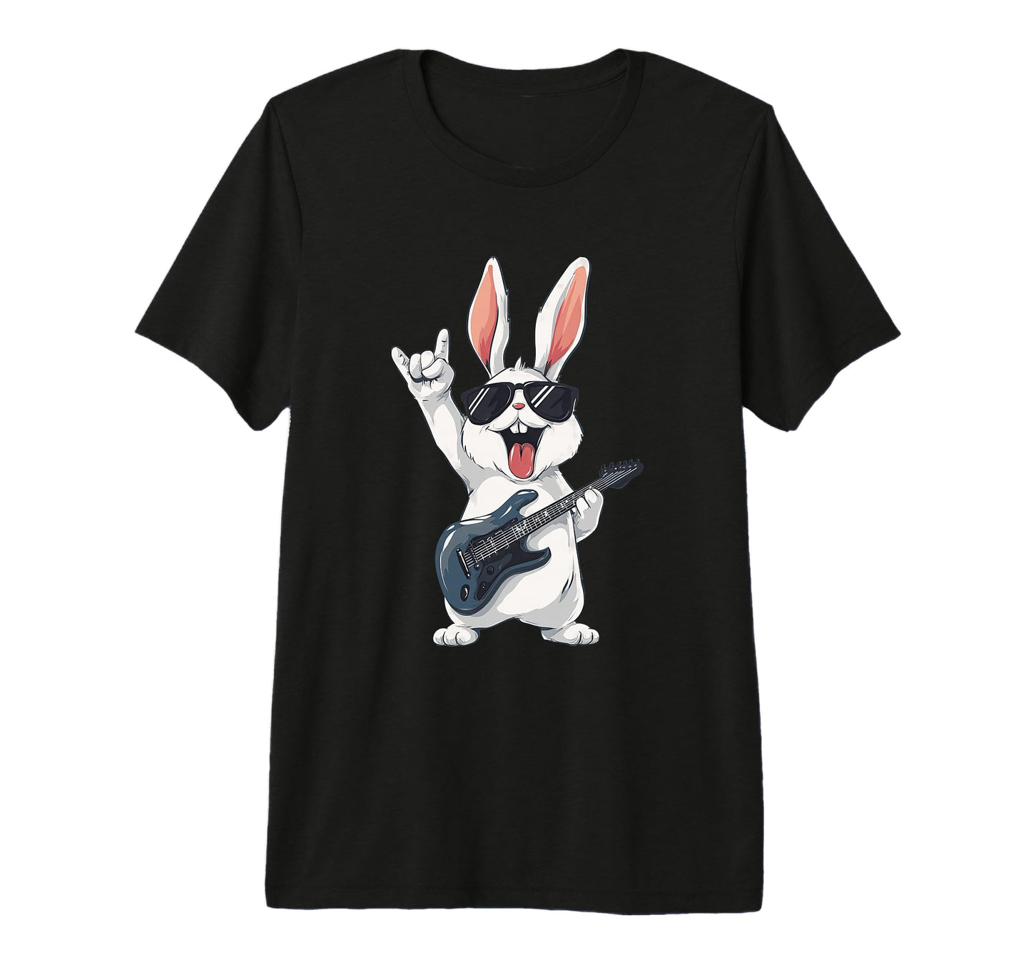 Rabbit Playing Guitar Funny Rock And T-Shirt - Unique Graphic Men Women - T-Shirt, Sweatshirt, Hoodie