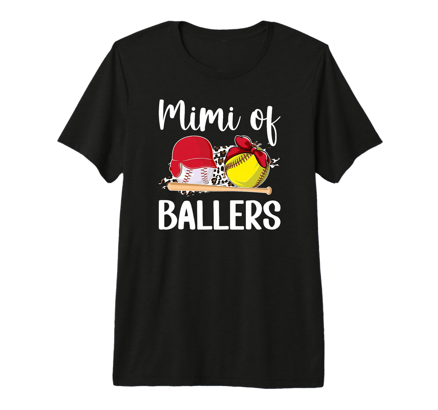 Mimi Ballers Leopard Softball Baseball T-Shirt - Graphic Print for Adults - T-Shirt, Sweatshirt, Hoodie