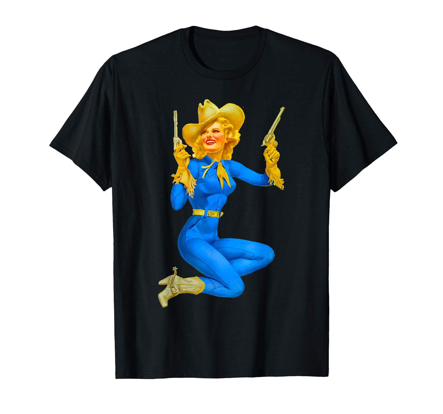 Western Cowgirl Pin Up T-Shirt - Graphic Print Men Women - T-Shirt, Sweatshirt, Hoodie