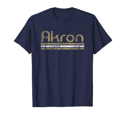Akron Ohio Weathered Stripe Throwback T-Shirt - Graphic Print for Adults - T-Shirt, Sweatshirt, Hoodie