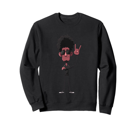 Afro Rock Hand Sign Character Funky Sweatshirt - Unique Graphic Men Women - T-Shirt, Sweatshirt, Hoodie