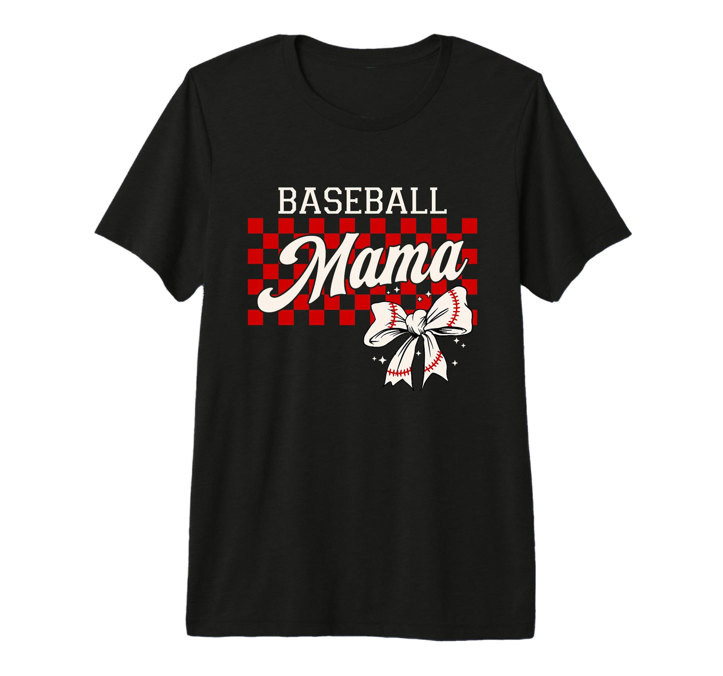 Checkered Baseball Mom Art Coquette T-Shirt - Aesthetic Graphic for Adults - T-Shirt, Sweatshirt, Hoodie