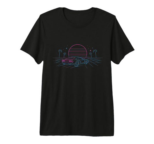 80S Synthwave Tri Blend T-Shirt - Aesthetic Graphic for Adults - T-Shirt, Sweatshirt, Hoodie