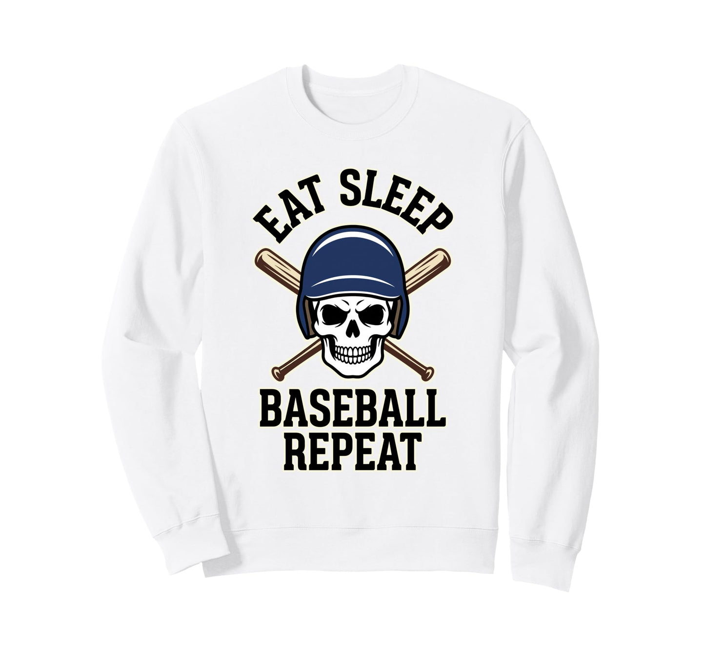 Eat Sleep Baseball Repeat Skeleton Sweatshirt - Aesthetic Graphic Unisex - T-Shirt, Sweatshirt, Hoodie