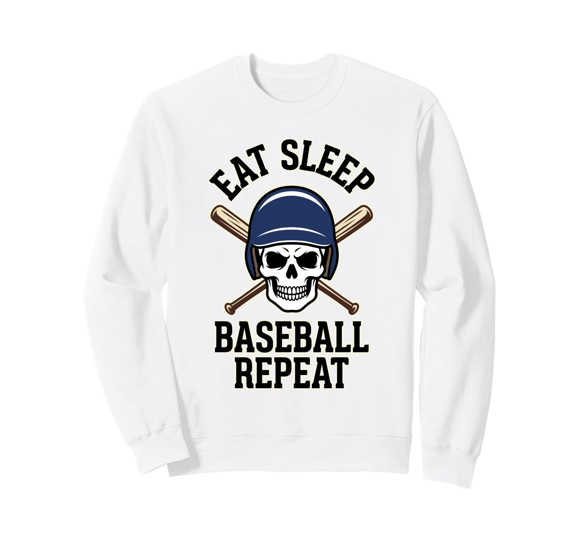 Eat Sleep Baseball Repeat Skeleton Sweatshirt - Aesthetic Graphic Unisex - T-Shirt, Sweatshirt, Hoodie