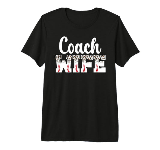 Baseball Coach Wife Leopard Wife T-Shirt - Casual Everyday Wear for Adults - T-Shirt, Sweatshirt, Hoodie