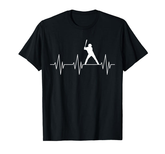 Baseball Batter Player Baseball Heartbeat T-Shirt - Trendy Graphic Unisex - T-Shirt, Sweatshirt, Hoodie