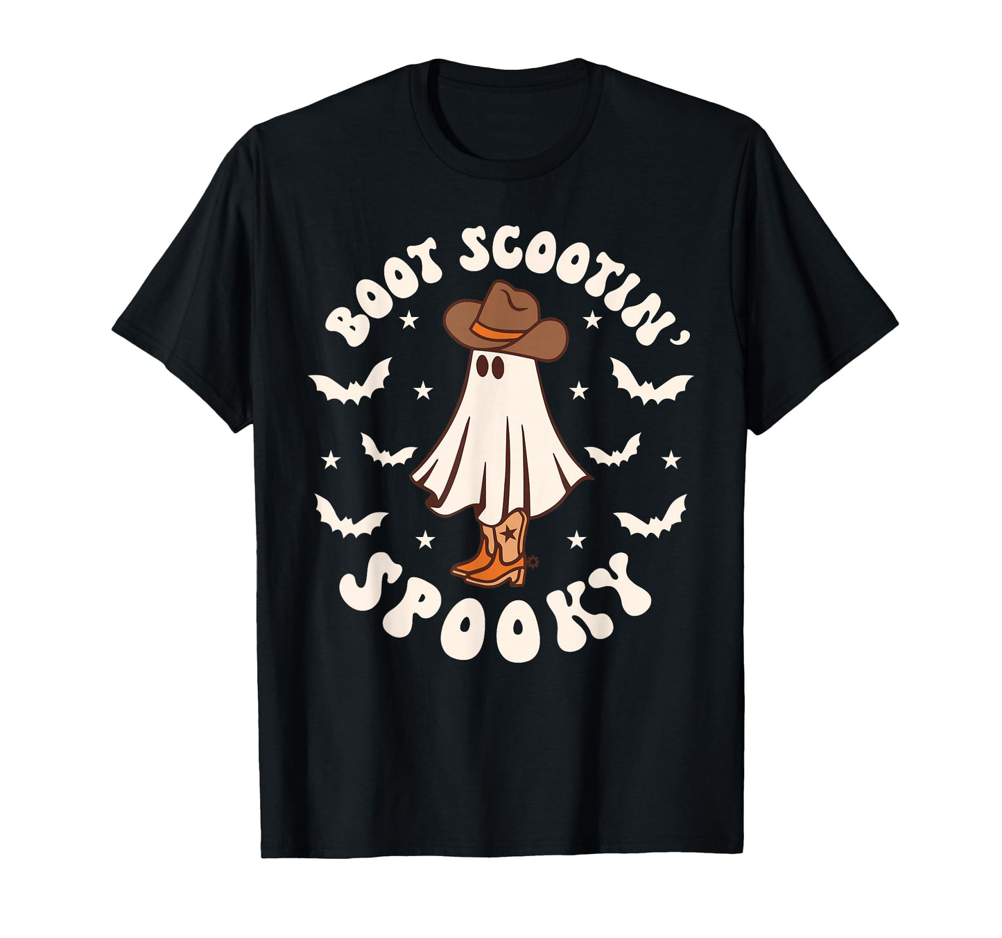 Western Halloween Ghost Funny Boot T-Shirt - Minimalist Print Unisex - T-Shirt, Sweatshirt, Hoodie