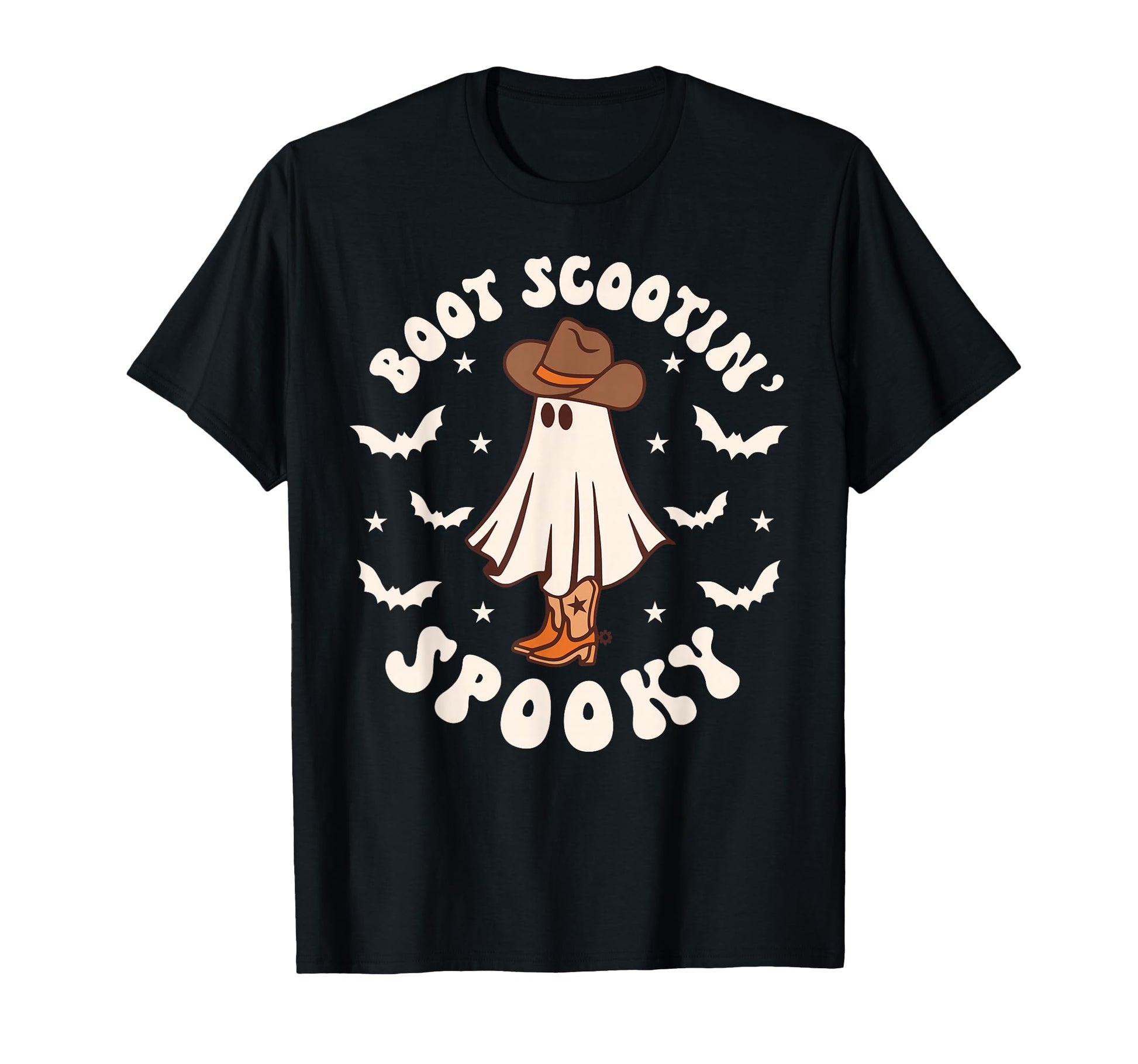 Western Halloween Ghost Funny Boot T-Shirt - Minimalist Print Unisex - T-Shirt, Sweatshirt, Hoodie