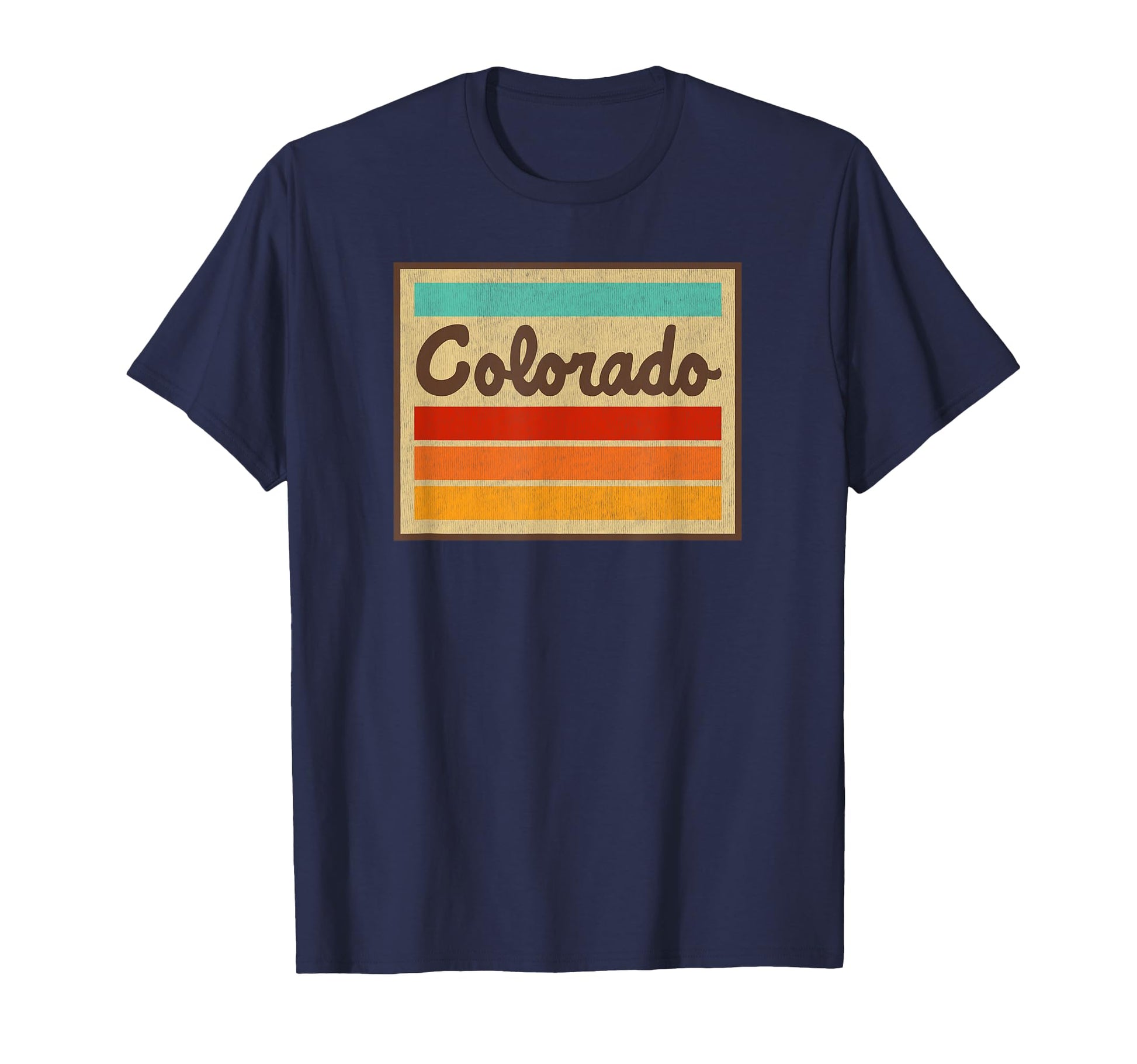 Colorado Script Font 70S Stripes Badge T-Shirt - Fun Novelty Design Unisex - T-Shirt, Sweatshirt, Hoodie
