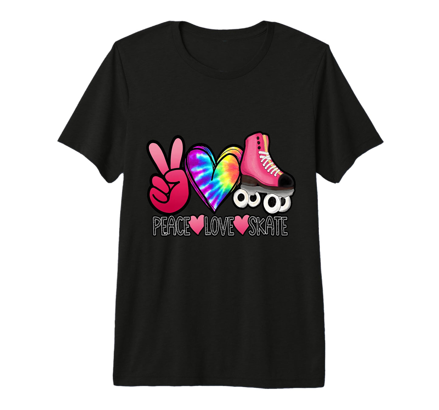 Peace Love Skate Roller Skating Tri Blend T-Shirt - Custom Art Print Unisex - T-Shirt, Sweatshirt, Hoodie