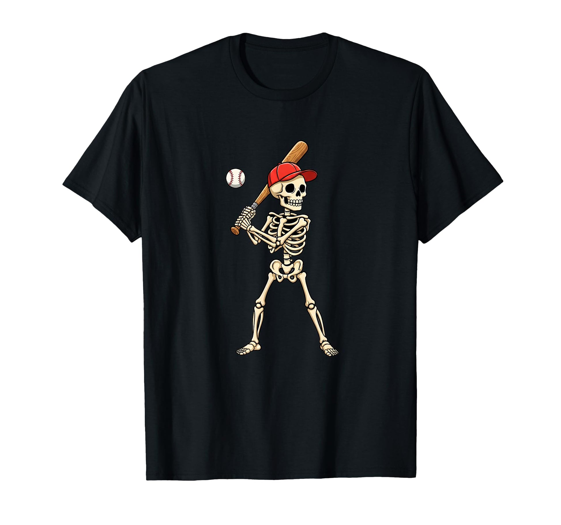 Halloween Skeleton Baseball Batter T-Shirt - Graphic Print for Adults - T-Shirt, Sweatshirt, Hoodie