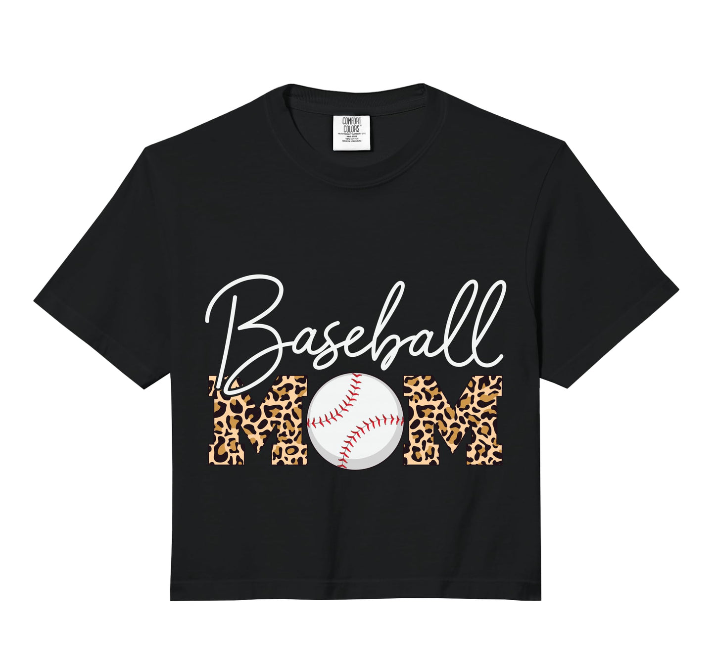 Baseball Mom Leopard Cursive Script Hoodie - Streetwear Style Men Women - T-Shirt, Sweatshirt, Hoodie