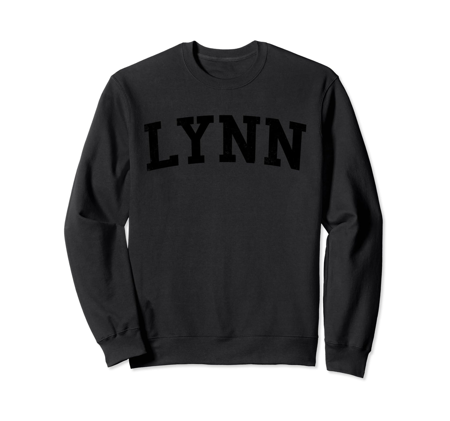 Lynn Ma Distressed Black Varsity Sweatshirt - Graphic Print Unisex - T-Shirt, Sweatshirt, Hoodie
