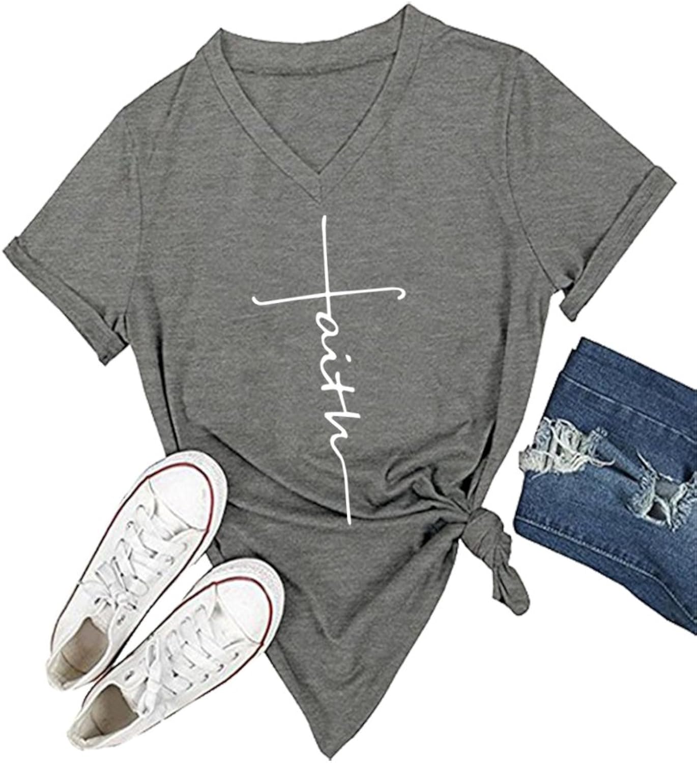 Women's V-Neck Summer Casual Letters Printed Short - Adult & Kids T-Shirts, Sweatshirts & Hoodies apparel design preview 1