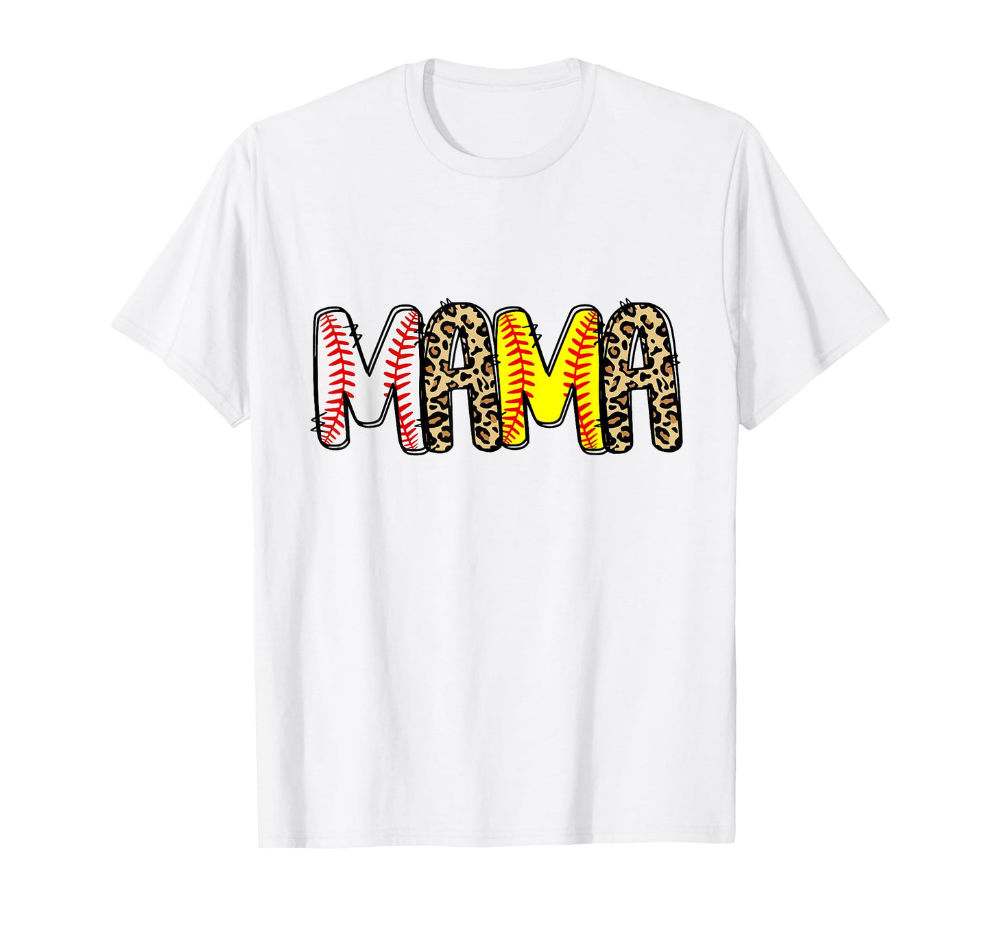 Mama Mom Both Leopard Baseball Softball T-Shirt - Custom Art Print Unisex - T-Shirt, Sweatshirt, Hoodie