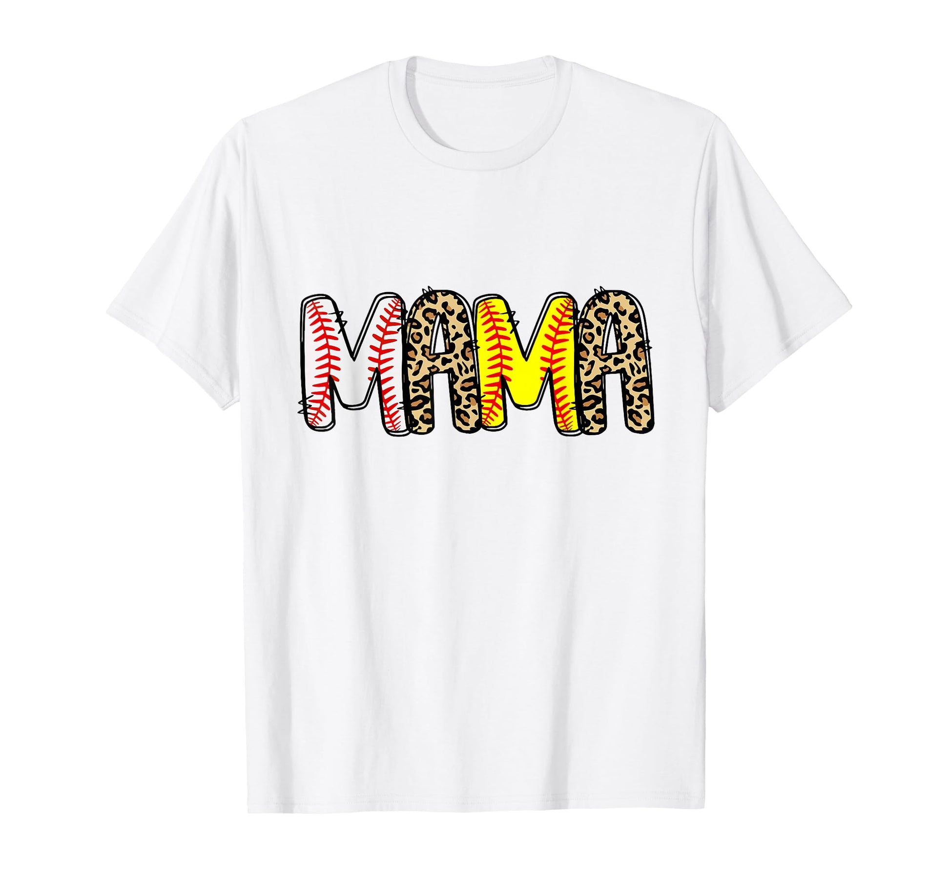 Mama Mom Both Leopard Baseball Softball T-Shirt - Custom Art Print Unisex - T-Shirt, Sweatshirt, Hoodie