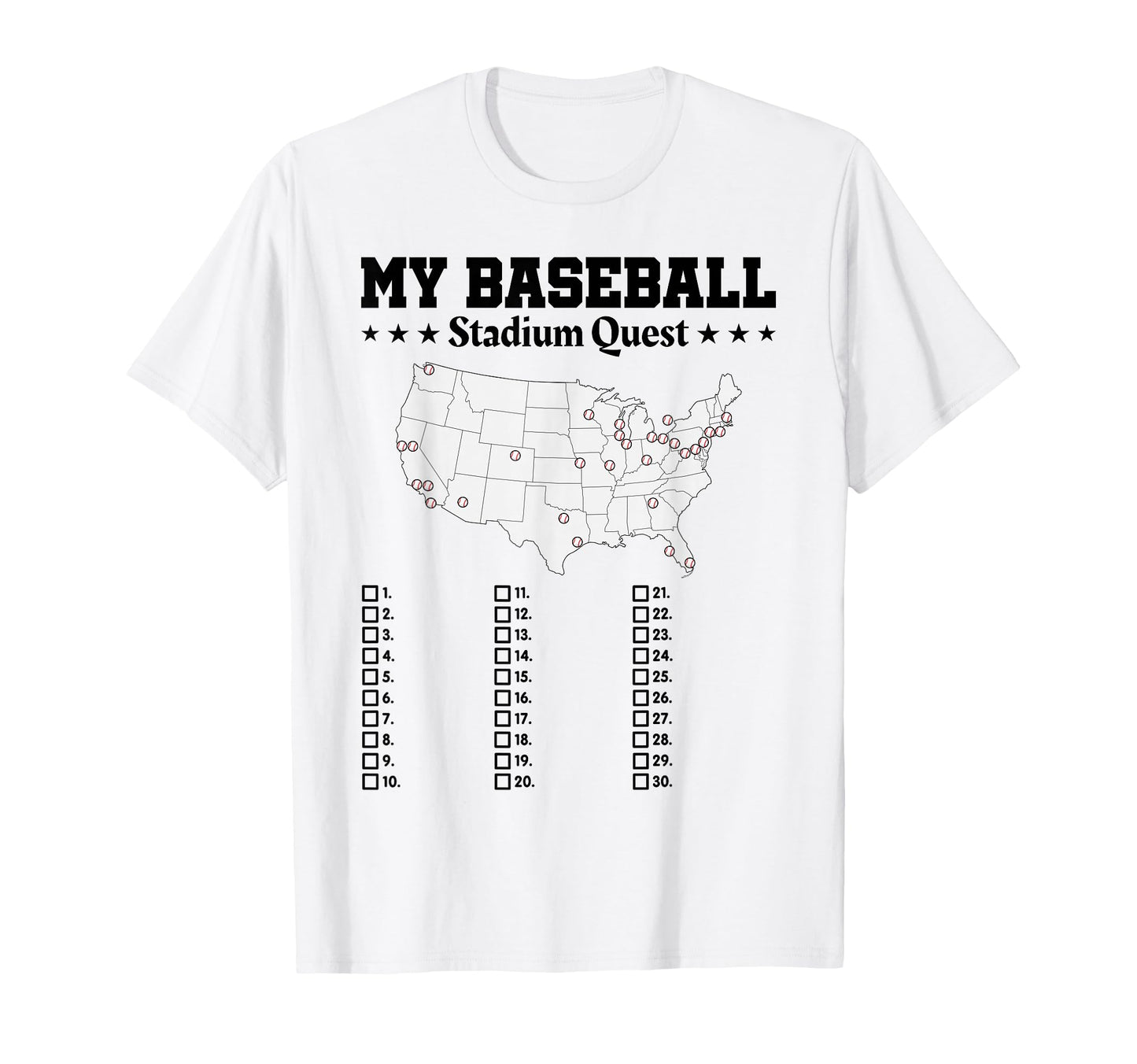 My Baseball Stadium Quest Funny T-Shirt - Minimalist Print for Adults - T-Shirt, Sweatshirt, Hoodie