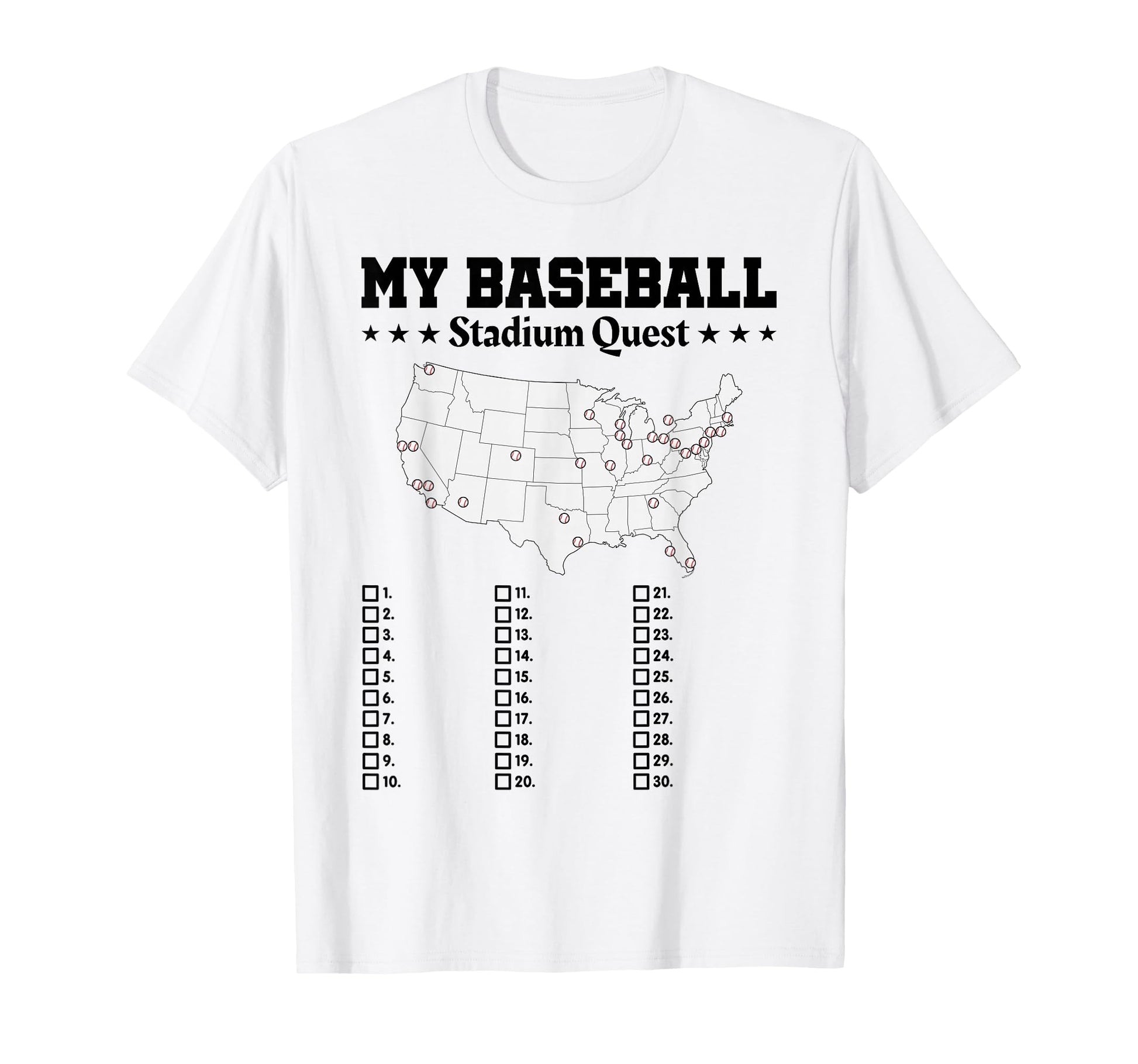 My Baseball Stadium Quest Funny T-Shirt - Minimalist Print for Adults - T-Shirt, Sweatshirt, Hoodie