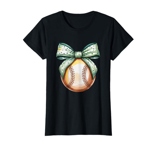 Baseball Coquette Bow Baseball T-Shirt - Minimalist Print for Adults - T-Shirt, Sweatshirt, Hoodie