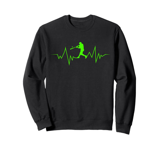 Baseball Heartbeat Sport Fans Sweatshirt - Unique Graphic Unisex - T-Shirt, Sweatshirt, Hoodie