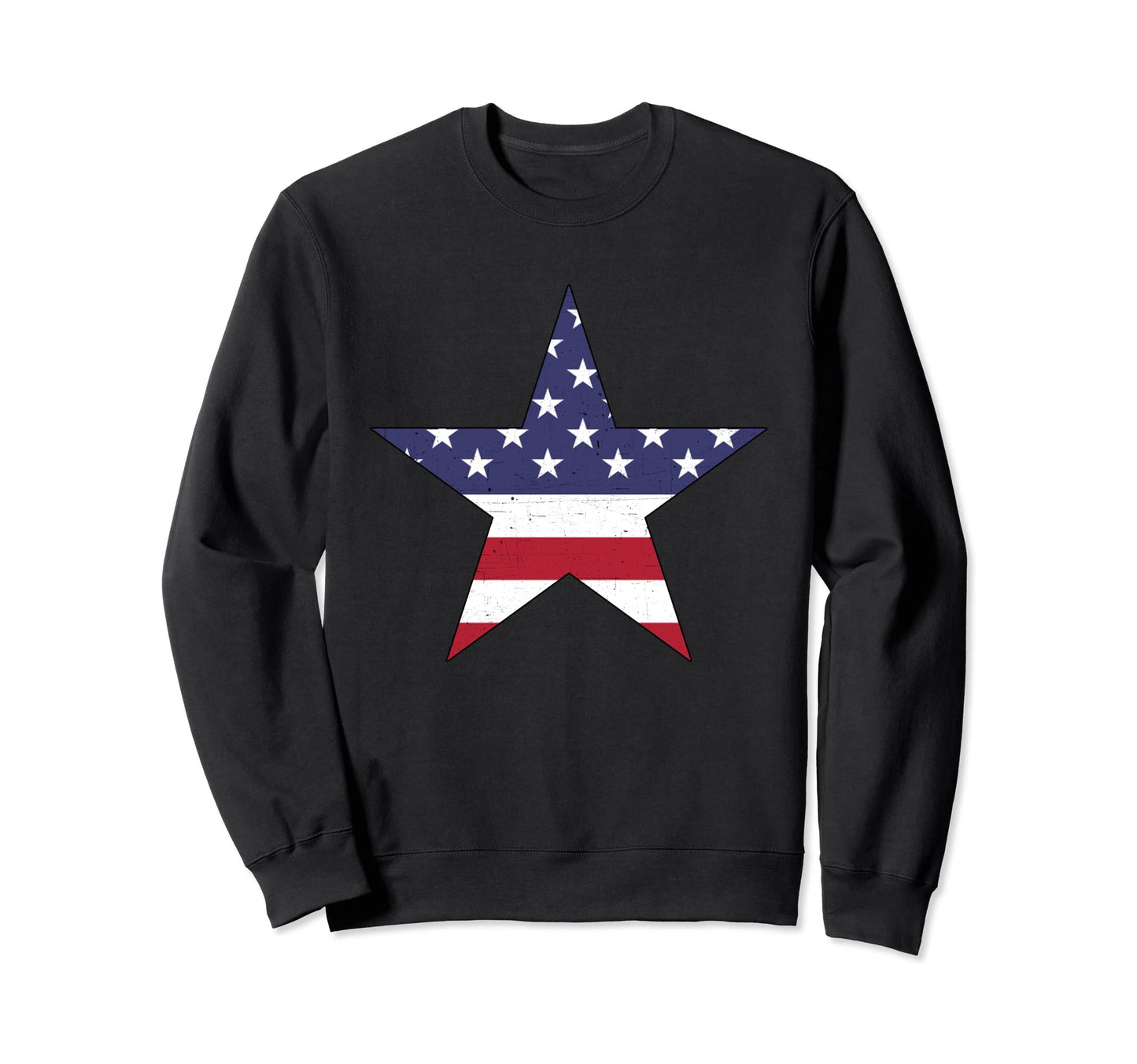 Stars Stripes Distressed Star Sweatshirt - Casual Everyday Wear Men Women - T-Shirt, Sweatshirt, Hoodie