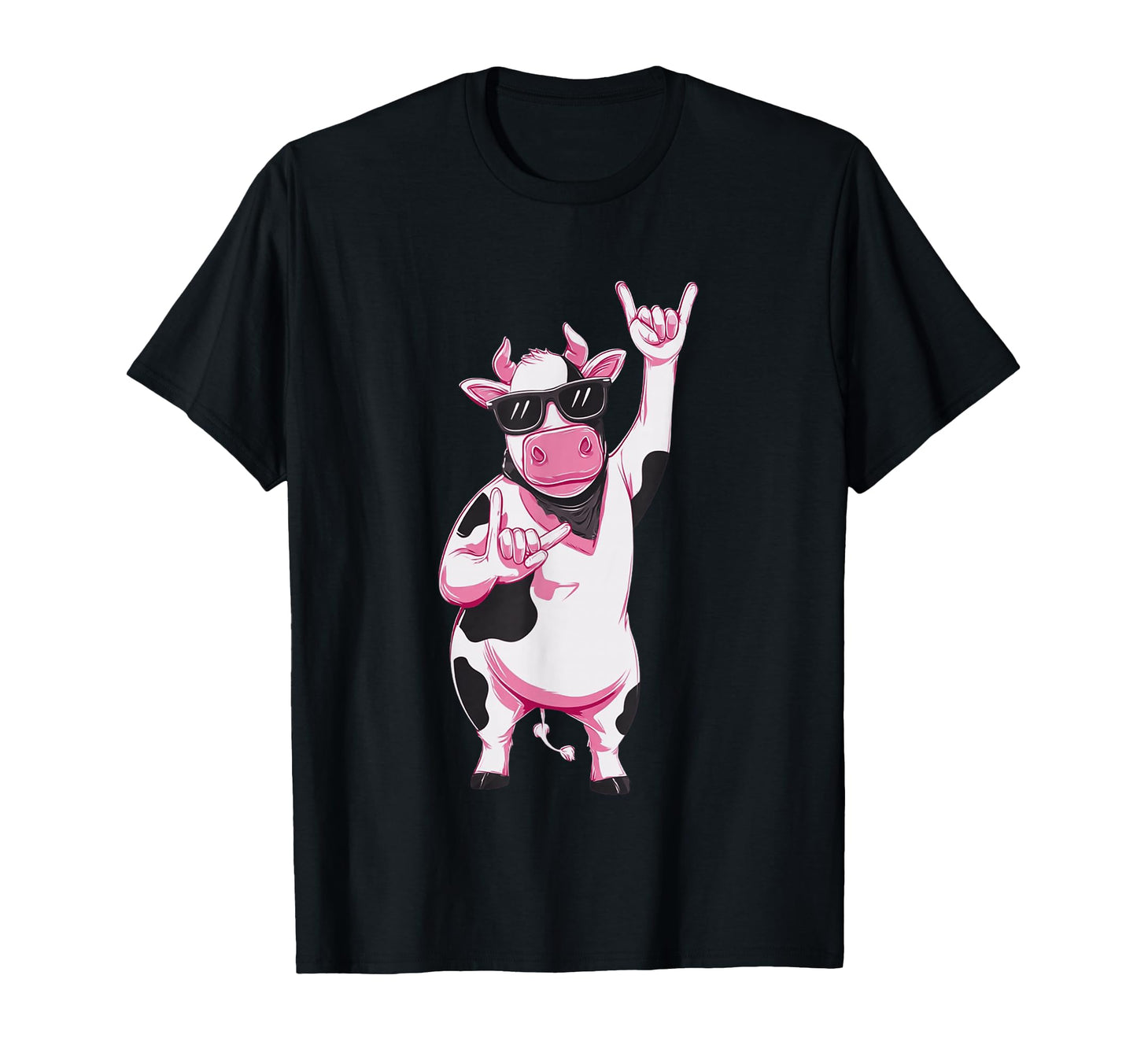 Cow Bandana Double Rock Signs Punk T-Shirt - Custom Art Print Men Women - T-Shirt, Sweatshirt, Hoodie