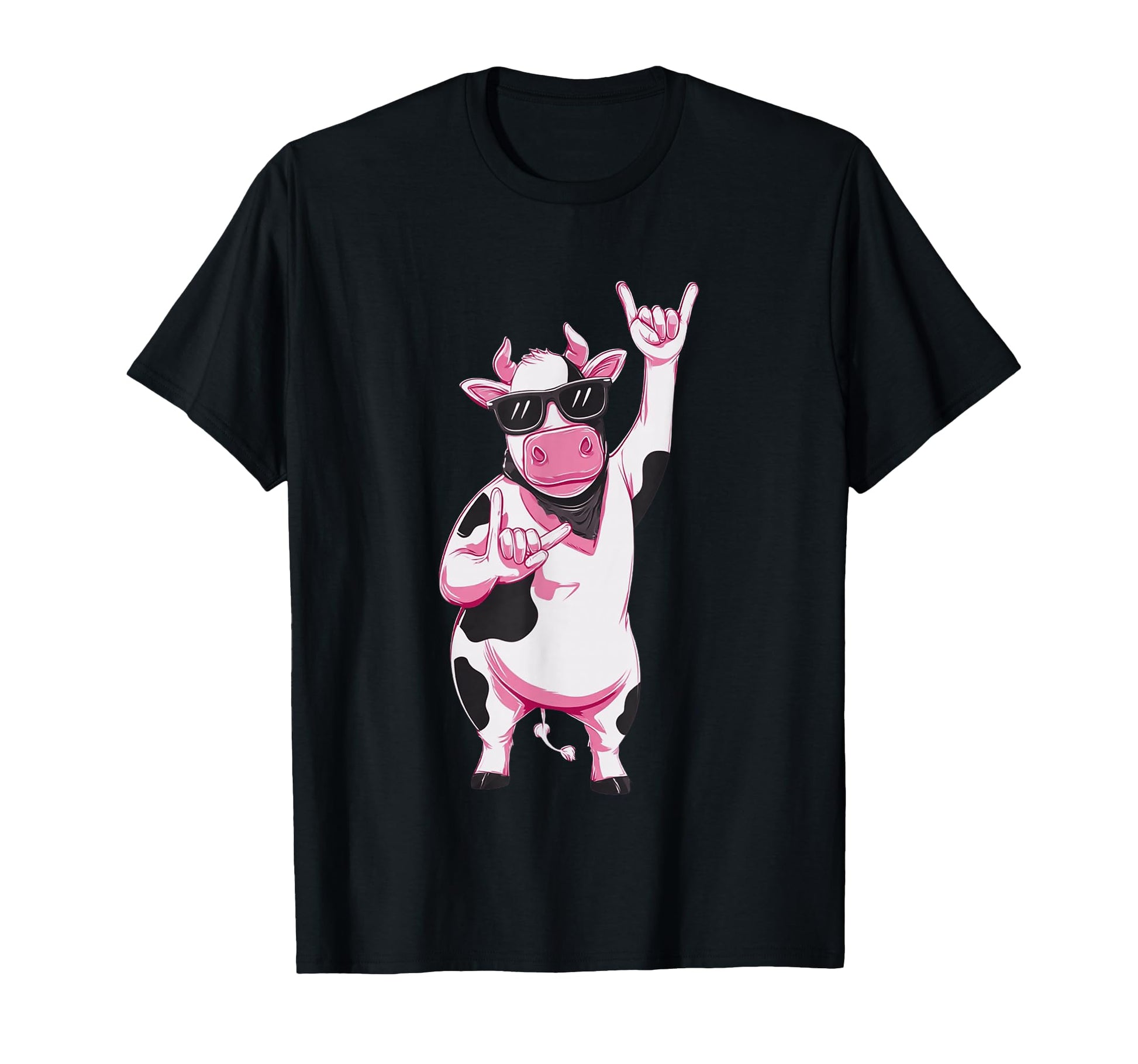 Cow Bandana Double Rock Signs Punk T-Shirt - Custom Art Print Men Women - T-Shirt, Sweatshirt, Hoodie