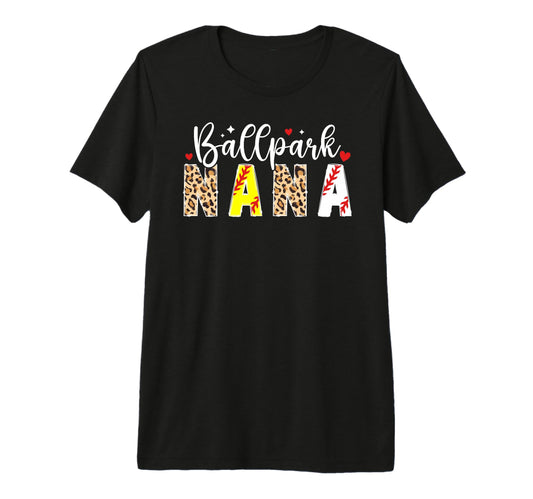 Ballpark Nana Leopard Baseball Softball T-Shirt - Streetwear Style Unisex - T-Shirt, Sweatshirt, Hoodie