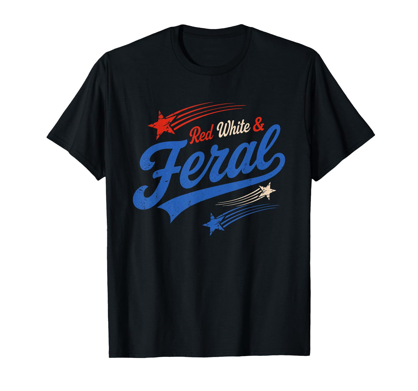 Red White Feral Patriotic T-Shirt - Casual Everyday Wear for Adults - T-Shirt, Sweatshirt, Hoodie